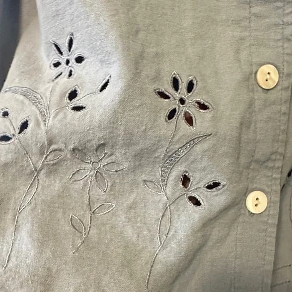 Erika Light Blue Floral Cut-Out Button Down Shirt - Picture 3 of 6